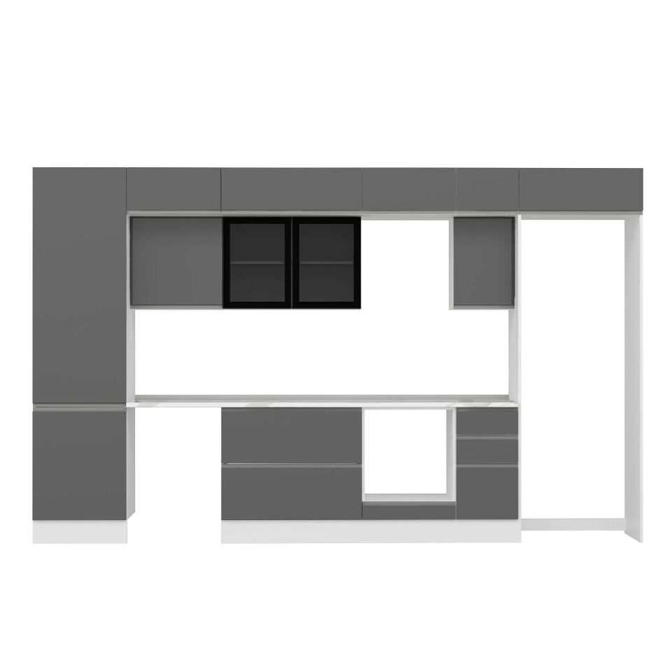 Alvinka 390X240 Cm High Gloss Mutfak Dolabı Mbb-E90B60S40-3 High Gloss | Antrasit - Mdf
