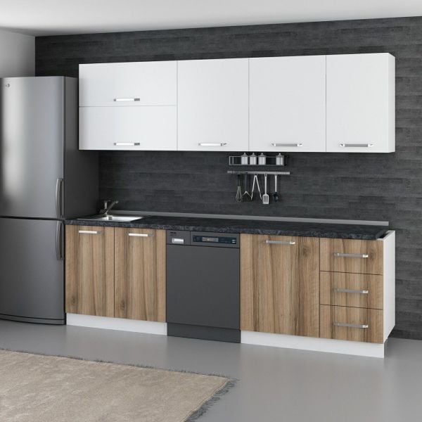 Minar 255 Cm Mutfak Dolabı Beyaz Dore 255-D10