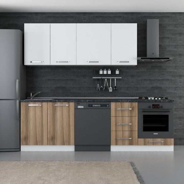 Minar 255 Cm Mutfak Dolabı Beyaz Dore 255-D11