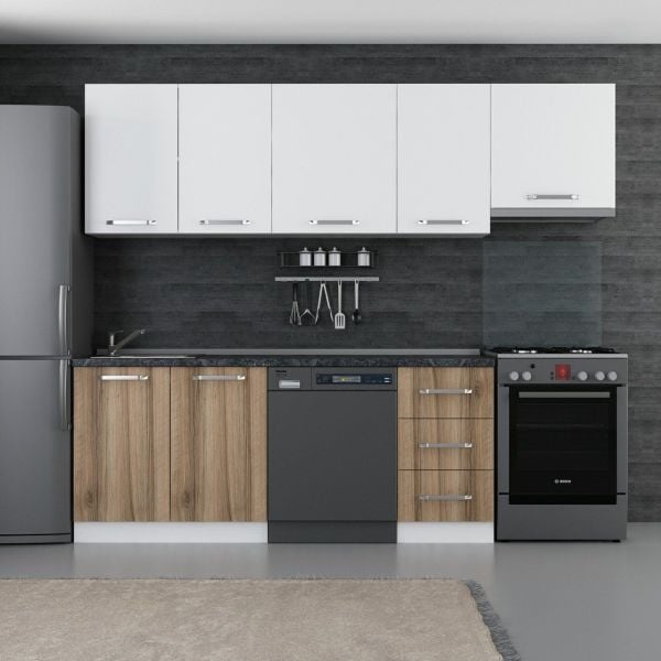 Minar 255 Cm Mutfak Dolabı Beyaz Dore 255-D12