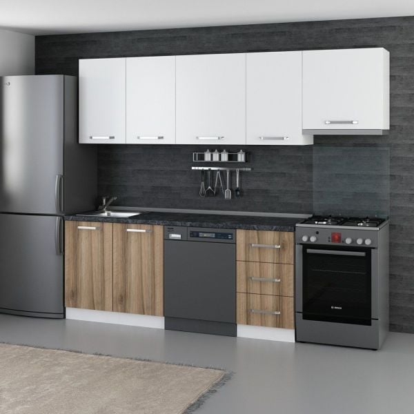 Minar 255 Cm Mutfak Dolabı Beyaz Dore 255-D12