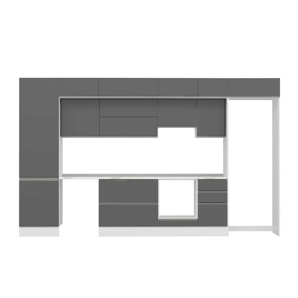 Alvinka 395X240 Cm High Gloss Mutfak Dolabı Mbb-E90B60S45-1 High Gloss | Antrasit - Suntalam