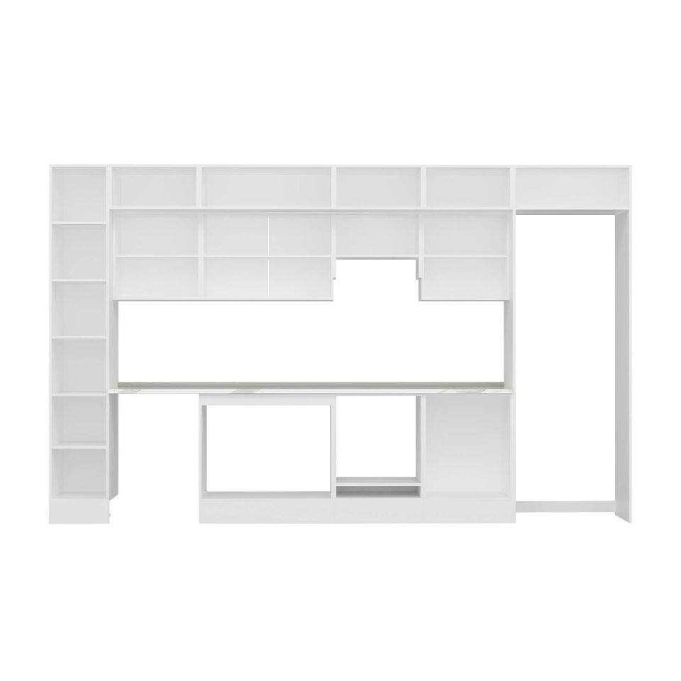 Alvinka 390X240 Cm Klasik Mebran Mutfak Dolabı Mbb-E90B40S60-1 Mebran | Antrasit - Mdf