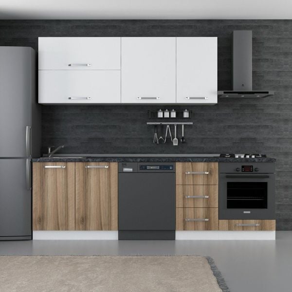 Minar 255 Cm Mutfak Dolabı Beyaz Dore 255-D14