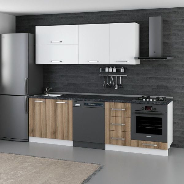 Minar 255 Cm Mutfak Dolabı Beyaz Dore 255-D14