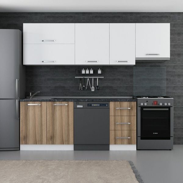 Minar 255 Cm Mutfak Dolabı Beyaz Dore 255-D15