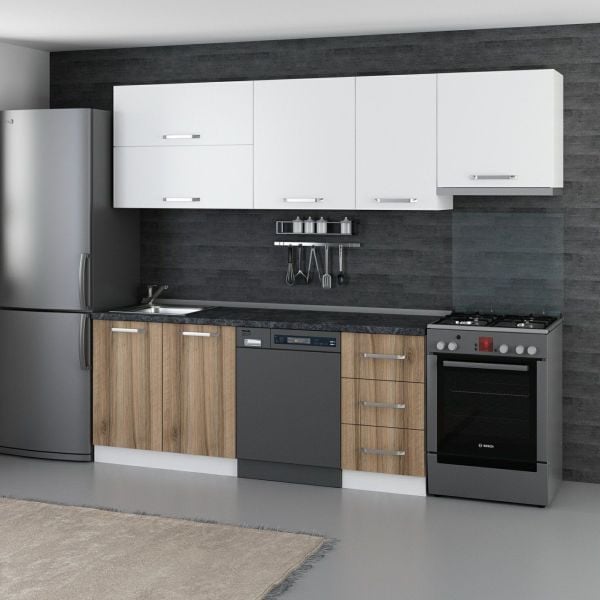 Minar 255 Cm Mutfak Dolabı Beyaz Dore 255-D15