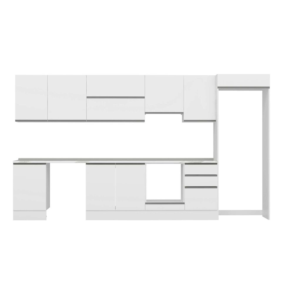 Alvinka 390X222 Cm High Gloss Mutfak Dolabı Mb-E90S50S50-1 High Gloss | Beyaz - Mdf