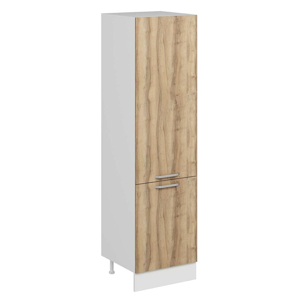 Alvinka Mutfak Modül Duz 60-H222Cm Boy Dolabı Beyaz Dore