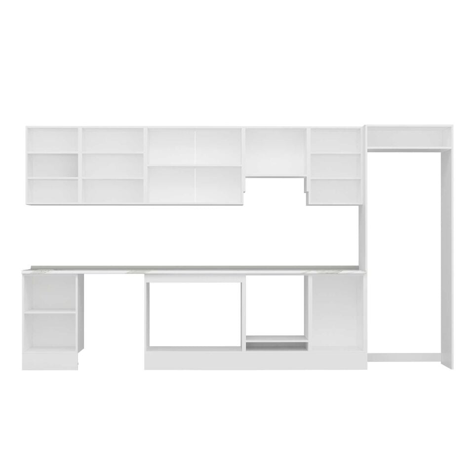 Alvinka 390X222 Cm High Gloss Mutfak Dolabı Mb-E90S50S50-1 High Gloss | Antrasit - Suntalam
