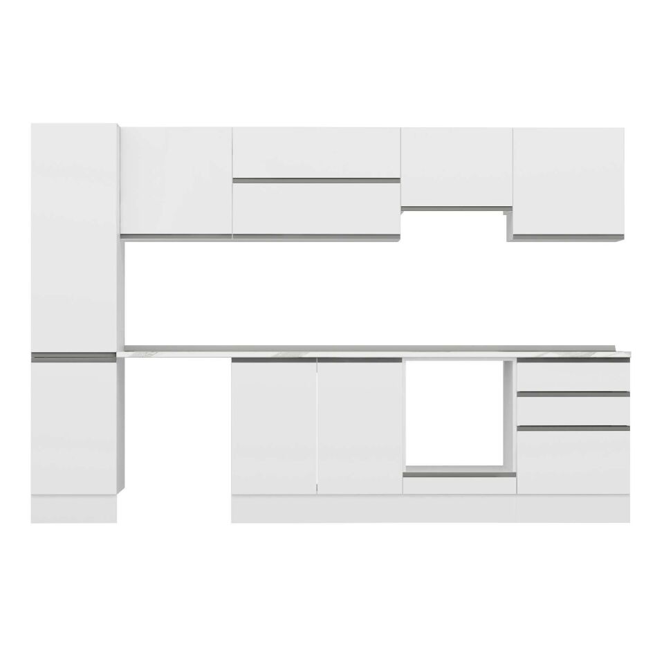 Alvinka 305X210 Cm High Gloss Mutfak Dolabı Mb-E80B45S60-1 High Gloss | Beyaz - Suntalam