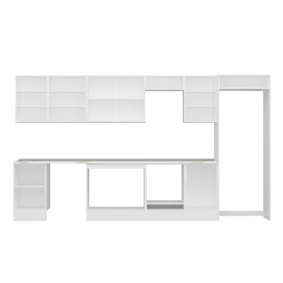 Alvinka 390X222 Cm High Gloss Mutfak Dolabı Mb-E90S50S50-2 High Gloss | Beyaz - Mdf