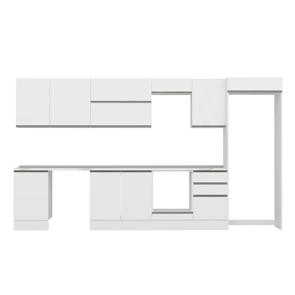 Alvinka 390X222 Cm High Gloss Mutfak Dolabı Mb-E90S50S50-2 High Gloss | Beyaz - Mdf