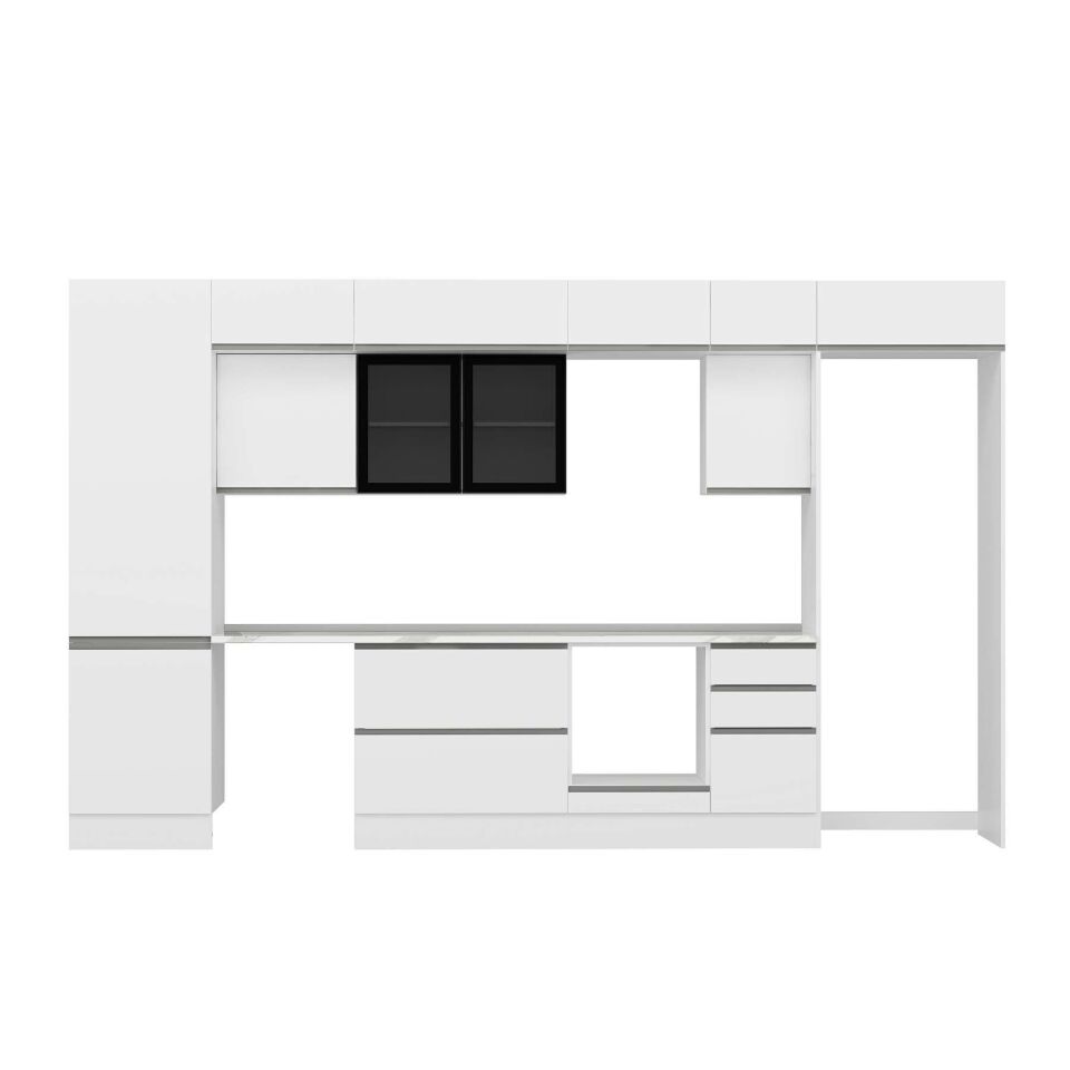 Alvinka 395X240 Cm High Gloss Mutfak Dolabı Mbb-E90B60S45-3 High Gloss | Beyaz - Mdf
