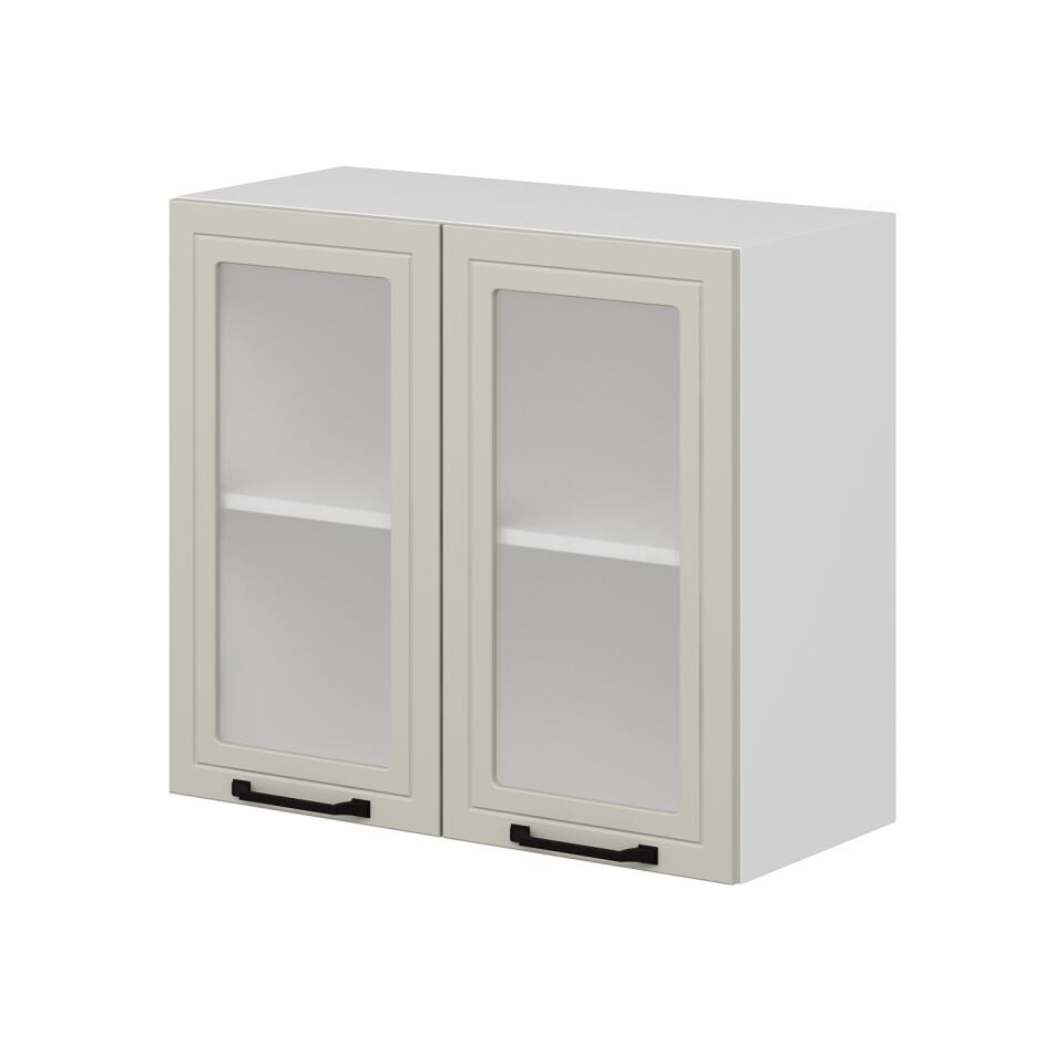 Alvinka Mutfak Modül Mbr_A Üst 2Dk1R 80-H72Cm Dolap Cam Beyaz Kumtaşı