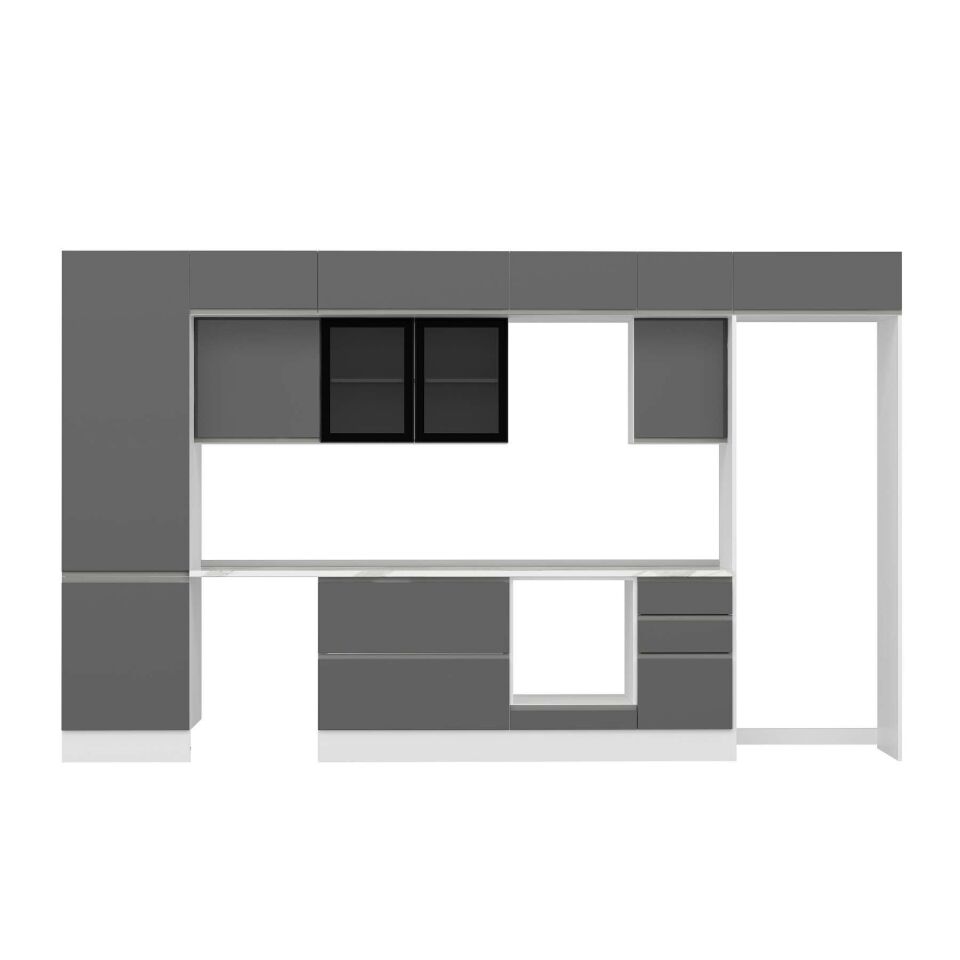 Alvinka 395X240 Cm High Gloss Mutfak Dolabı Mbb-E90B60S45-3 High Gloss | Antrasit - Suntalam