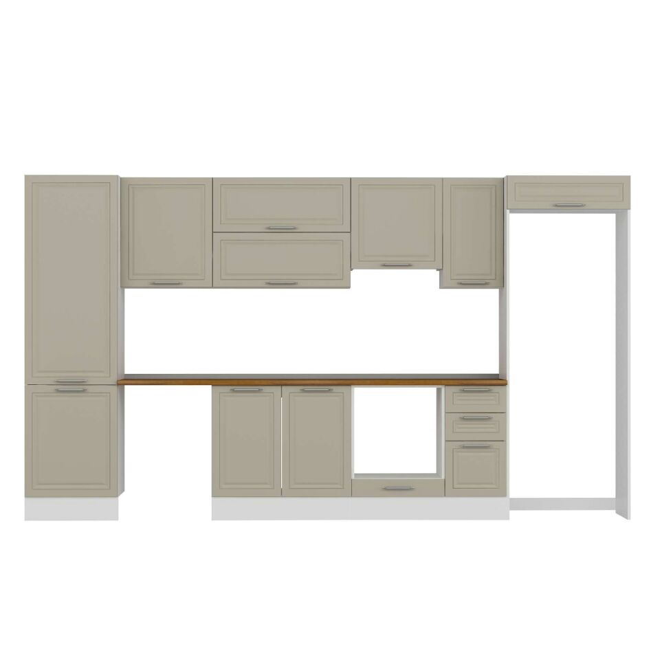 Alvinka 390X222 Cm Klasik Mebran Mutfak Dolabı Mbb-E90B60S40-1 Mebran | Kumtaşı - Suntalam