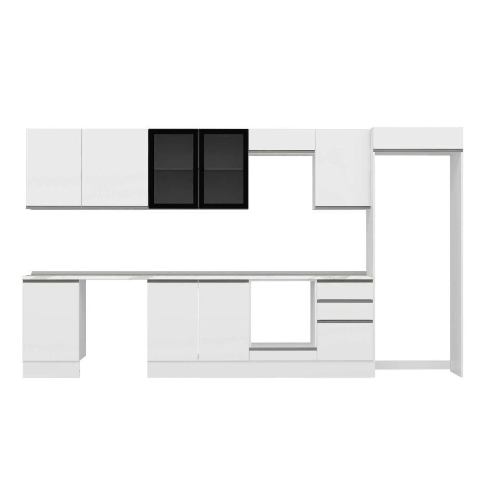 Alvinka 390X222 Cm High Gloss Mutfak Dolabı Mb-E90S50S50-3 High Gloss | Beyaz - Mdf