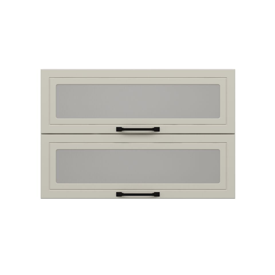 Alvinka Mutfak Modül Mbr_A Üst 2Yk1R 90-H60Cm Dolap Cam Beyaz Kumtaşı