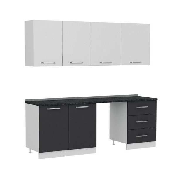 Minar 220 Cm Mutfak Dolabı Beyaz Antrasit 220-A12