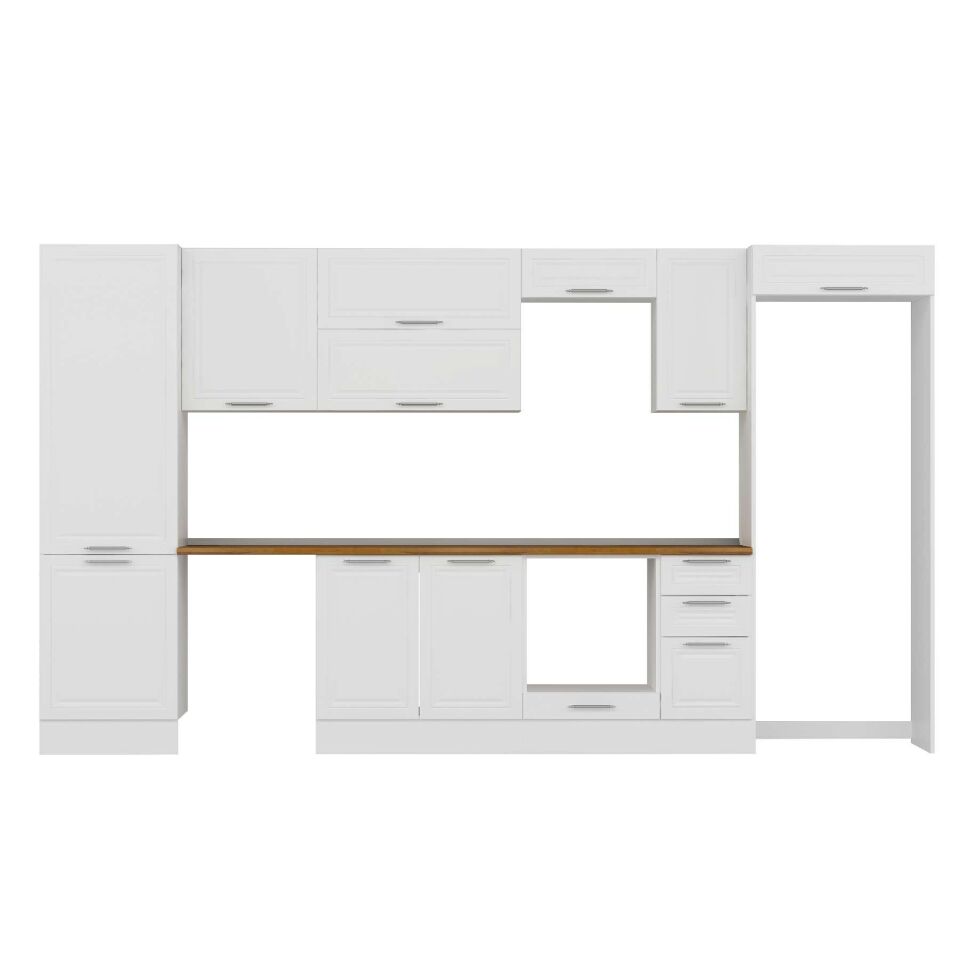 Alvinka 390X222 Cm Klasik Mebran Mutfak Dolabı Mbb-E90B60S40-2 Mebran | Beyaz - Suntalam