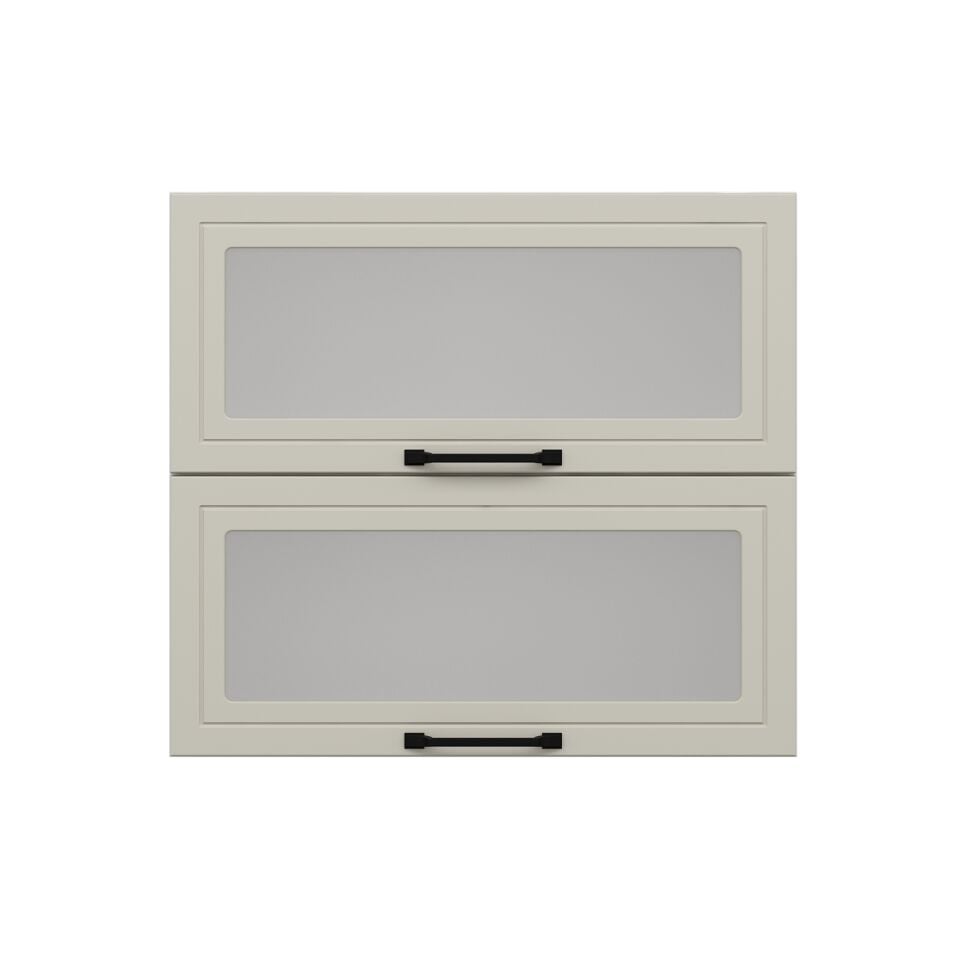 Alvinka Mutfak Modül Mbr_A Üst 2Yk1R 80-H72Cm Dolap Cam Beyaz Kumtaşı