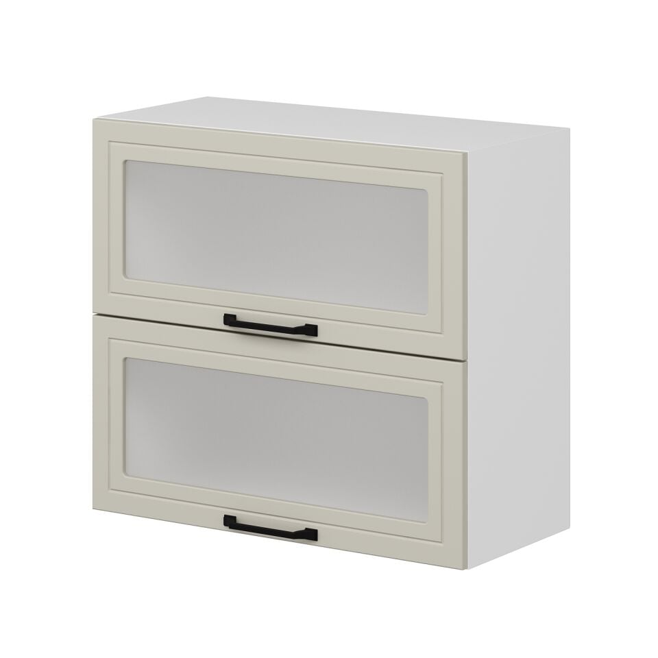 Alvinka Mutfak Modül Mbr_A Üst 2Yk1R 80-H72Cm Dolap Cam Beyaz Kumtaşı