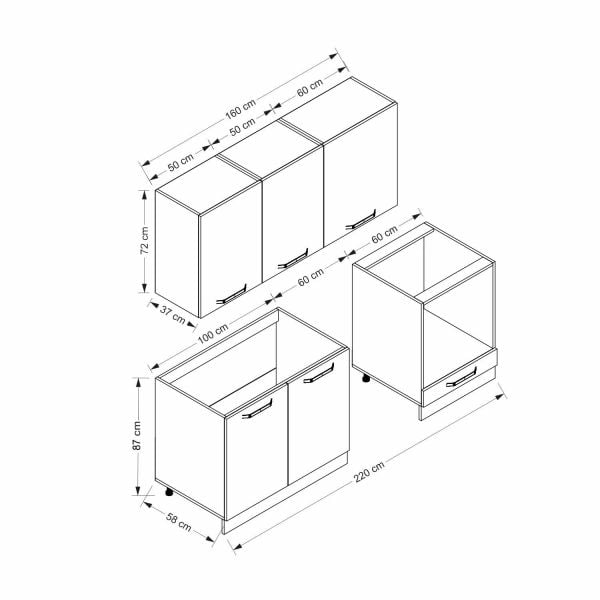 Minar 220 Cm Mutfak Dolabı Beyaz Antrasit 220-A13
