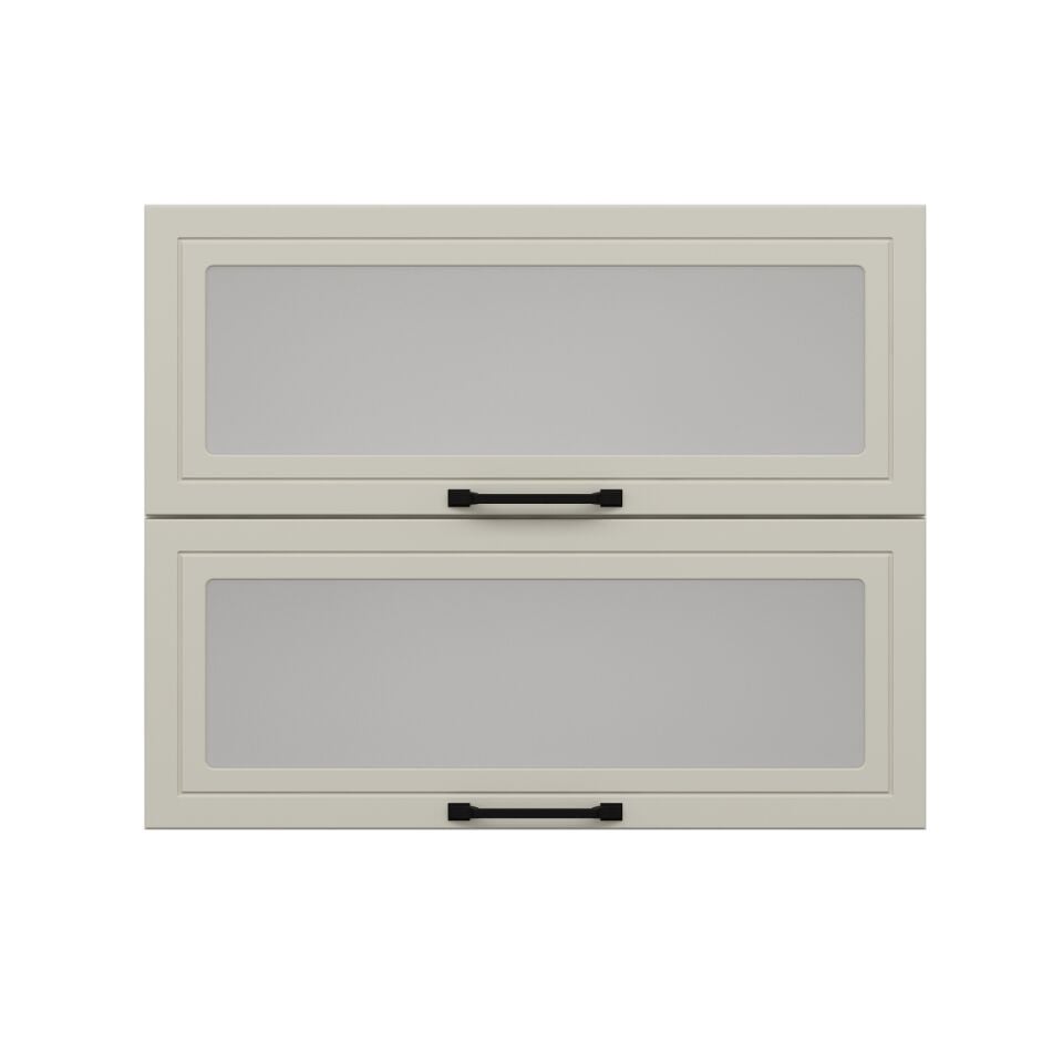 Alvinka Mutfak Modül Mbr_A Üst 2Yk1R 90-H72Cm Dolap Cam Beyaz Kumtaşı