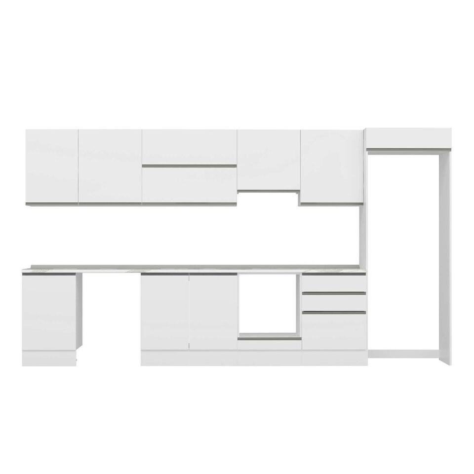 Alvinka 400X222 Cm High Gloss Mutfak Dolabı Mb-E90S50S60-1 High Gloss | Beyaz - Suntalam
