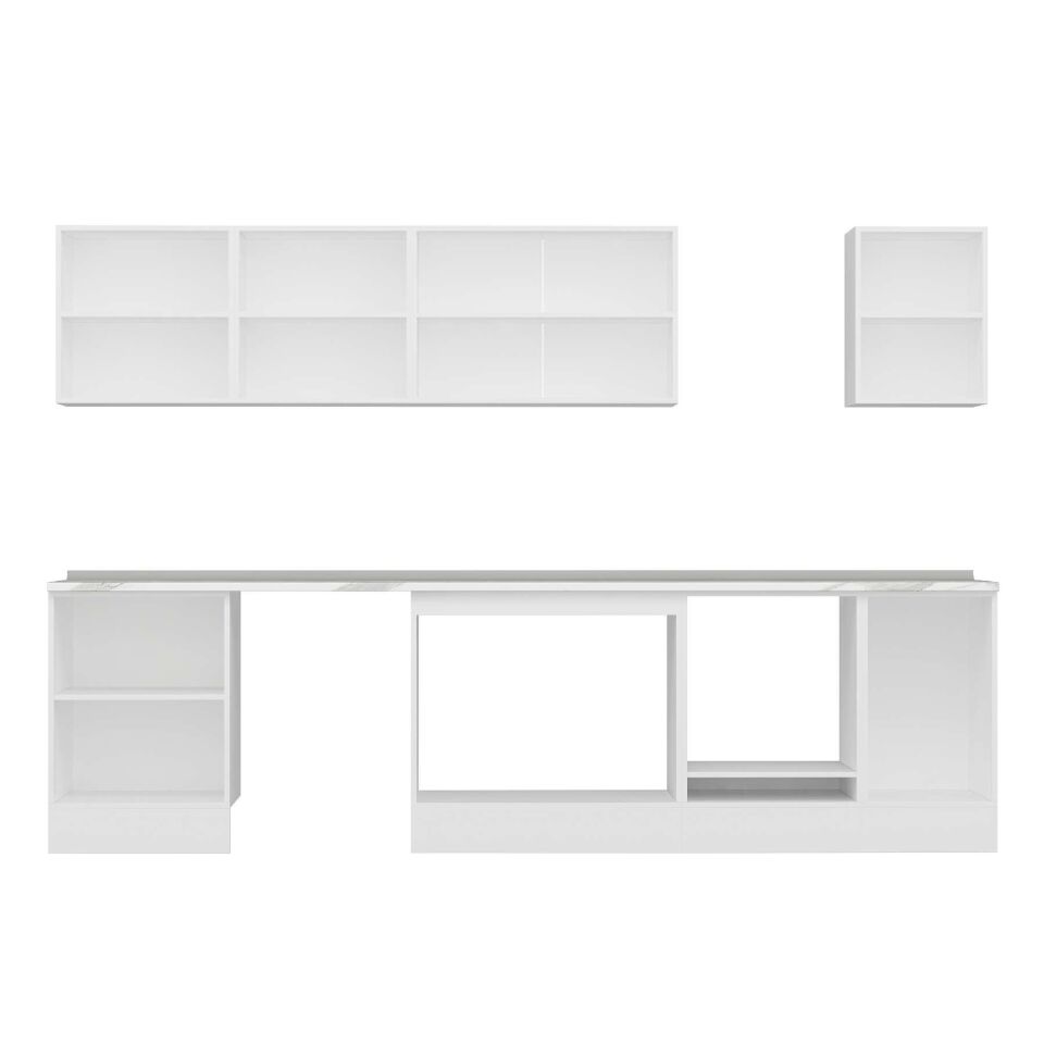 Alvinka 305X210 Cm Klasik Mebran Mutfak Dolabı M-E80S60S45-2 Mebran | Beyaz - Suntalam
