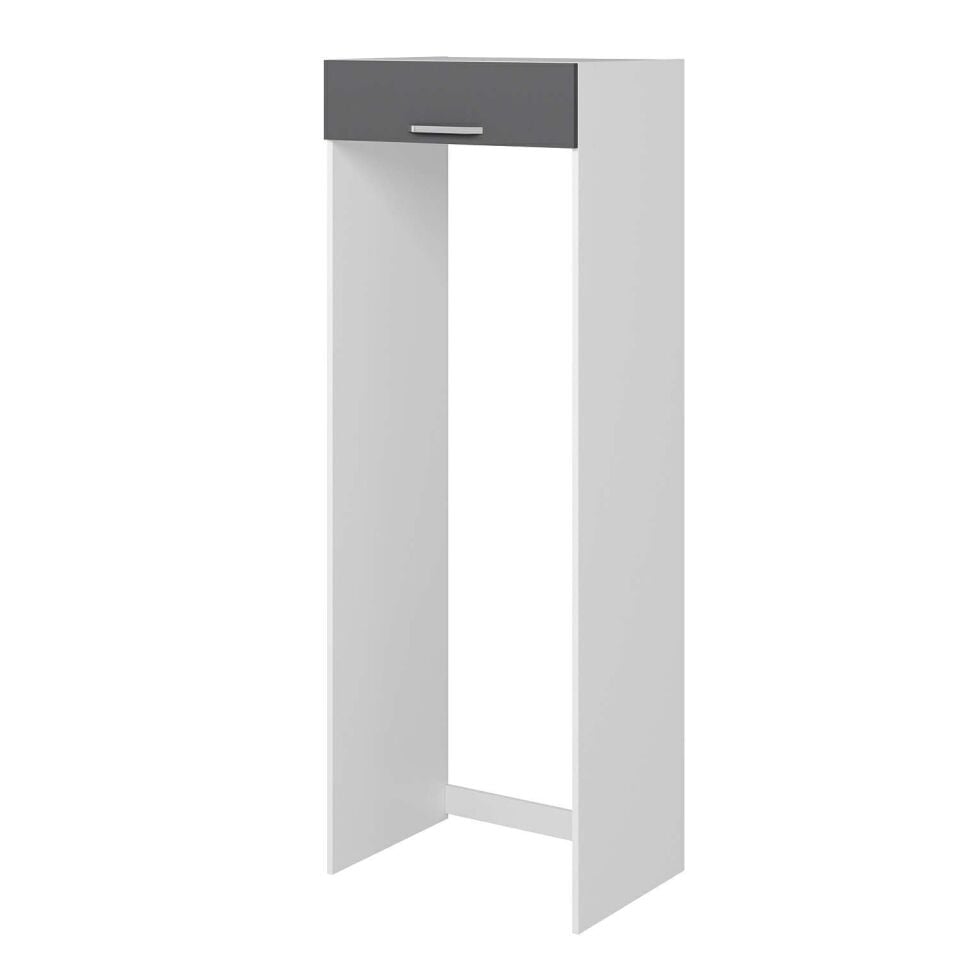 Alvinka Mutfak Modül Duz 80-H222Cm Buz Dolabı Beyaz Antrasit