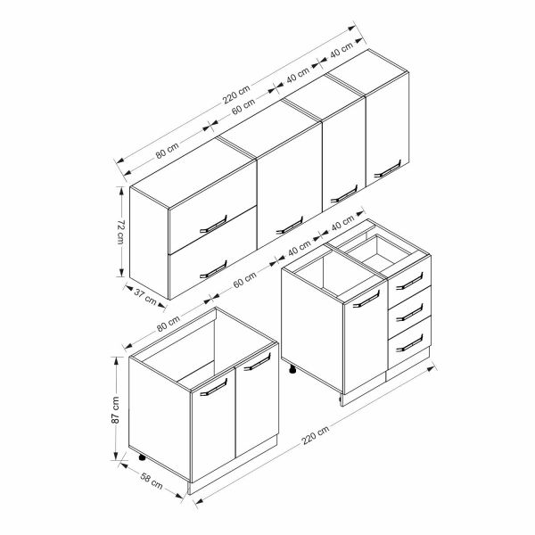 Minar 220 Cm Mutfak Dolabı Beyaz Dore 220-D10