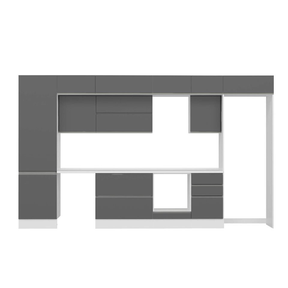 Alvinka 400X240 Cm High Gloss Mutfak Dolabı Mbb-E90B60S50-2 High Gloss | Antrasit - Suntalam