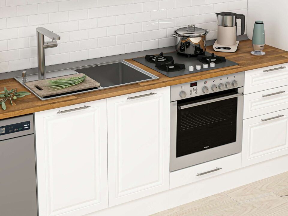 Alvinka 380X222 Cm Klasik Mebran Mutfak Dolabı Beyaz Beyaz Mbb-E90B40S50-3