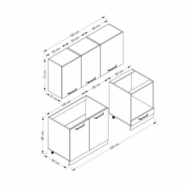Minar 220 Cm Mutfak Dolabı Beyaz Dore 220-D13