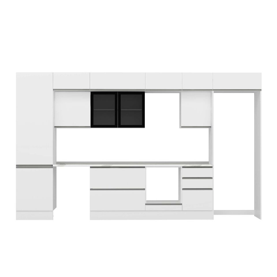 Alvinka 400X240 Cm High Gloss Mutfak Dolabı Mbb-E90B60S50-3 High Gloss | Beyaz - Suntalam