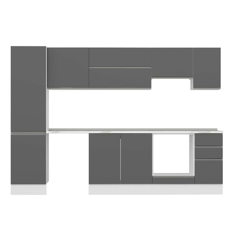 Alvinka 290X210 Cm High Gloss Mutfak Dolabı Mb-E80B50S40-1 High Gloss | Antrasit - Suntalam