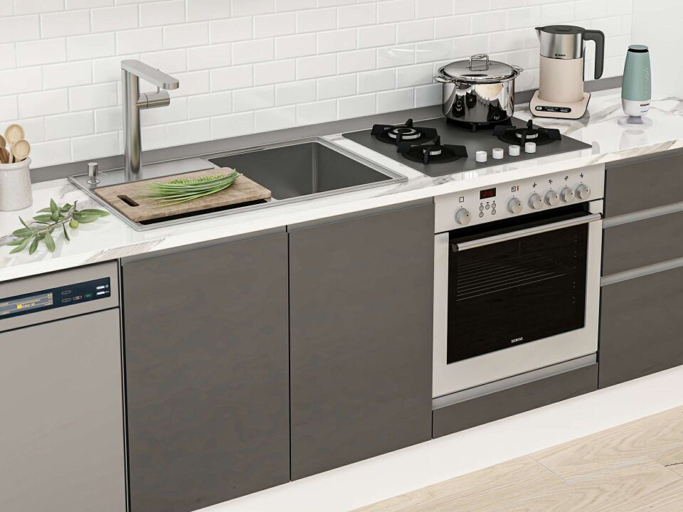 Alvinka 400X222 Cm High Gloss Mutfak Dolabı Mb-E90S50S60-2 High Gloss | Antrasit - Suntalam