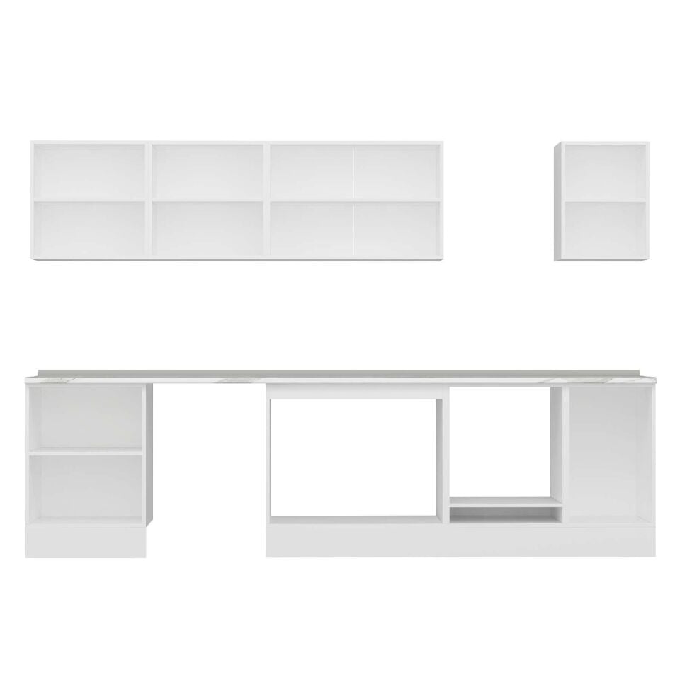 Alvinka 305X210 Cm Klasik Mebran Mutfak Dolabı M-E80S60S45-3 Mebran | Beyaz - Suntalam