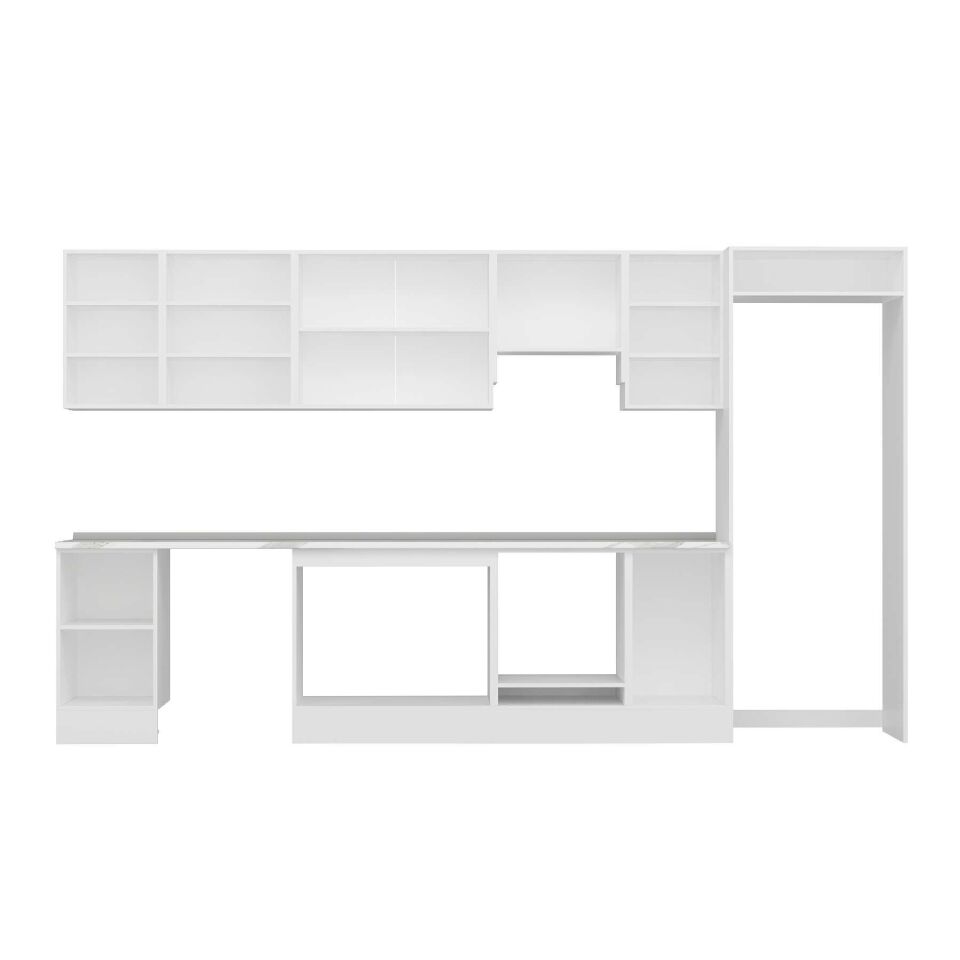 Alvinka 370X222 Cm Klasik Mebran Mutfak Dolabı Mb-E80S45S45-1 Mebran | Antrasit - Mdf