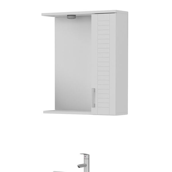 Minar Banyo Dolabı Üst 65Cm 1K1A Beyaz Beyaz Çizgili Mebran Kapak
