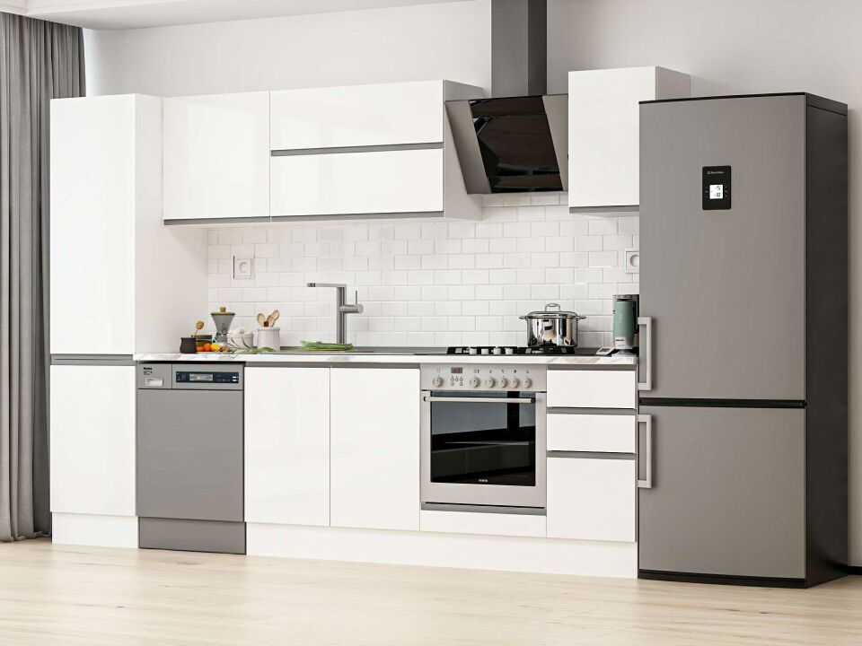 Alvinka 290X210 Cm High Gloss Mutfak Dolabı Mb-E80B50S40-2 High Gloss | Beyaz - Suntalam