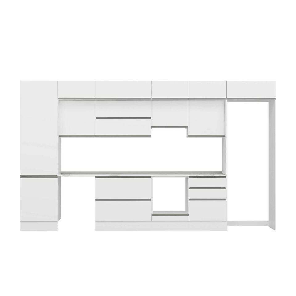 Alvinka 410X240 Cm High Gloss Mutfak Dolabı Mbb-E90B60S60-1 High Gloss | Beyaz - Suntalam