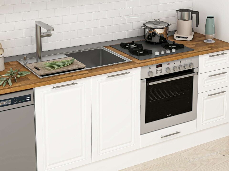 Alvinka 375X222 Cm Klasik Mebran Mutfak Dolabı Beyaz Beyaz Mbb-E90B45S40-3