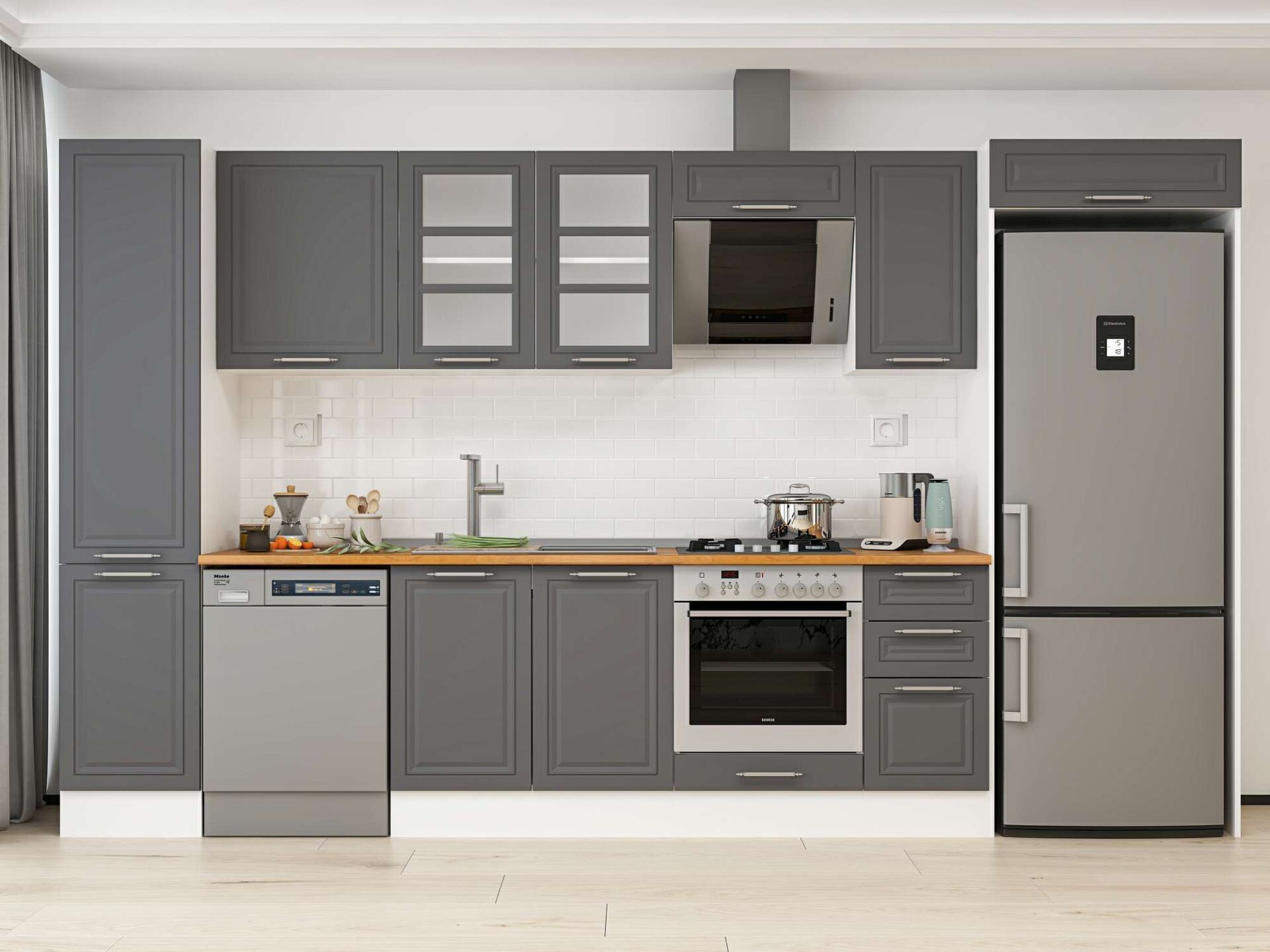 Alvinka 375X222 Cm Klasik Mebran Mutfak Dolabı Mbb-E90B45S40-3