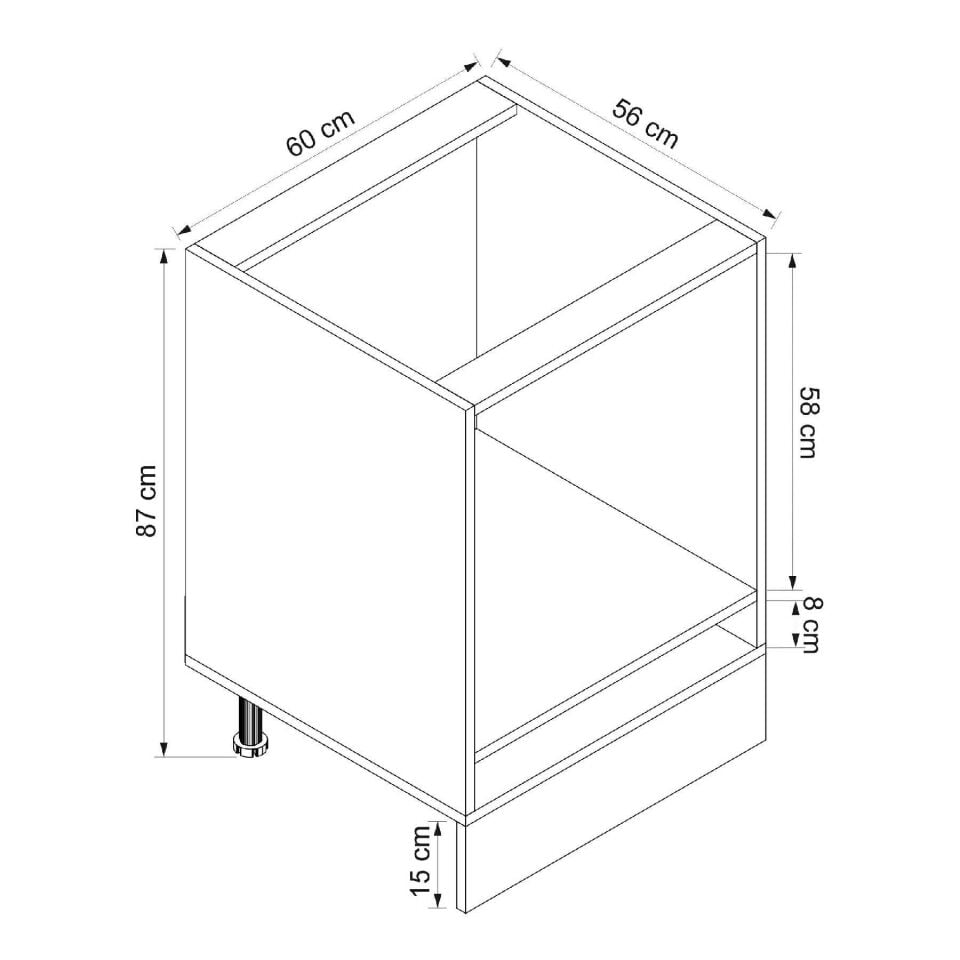 Alvinka Mutfak Modül Duz Alt 1K 60Cm Ank Dolap Beyaz Dore