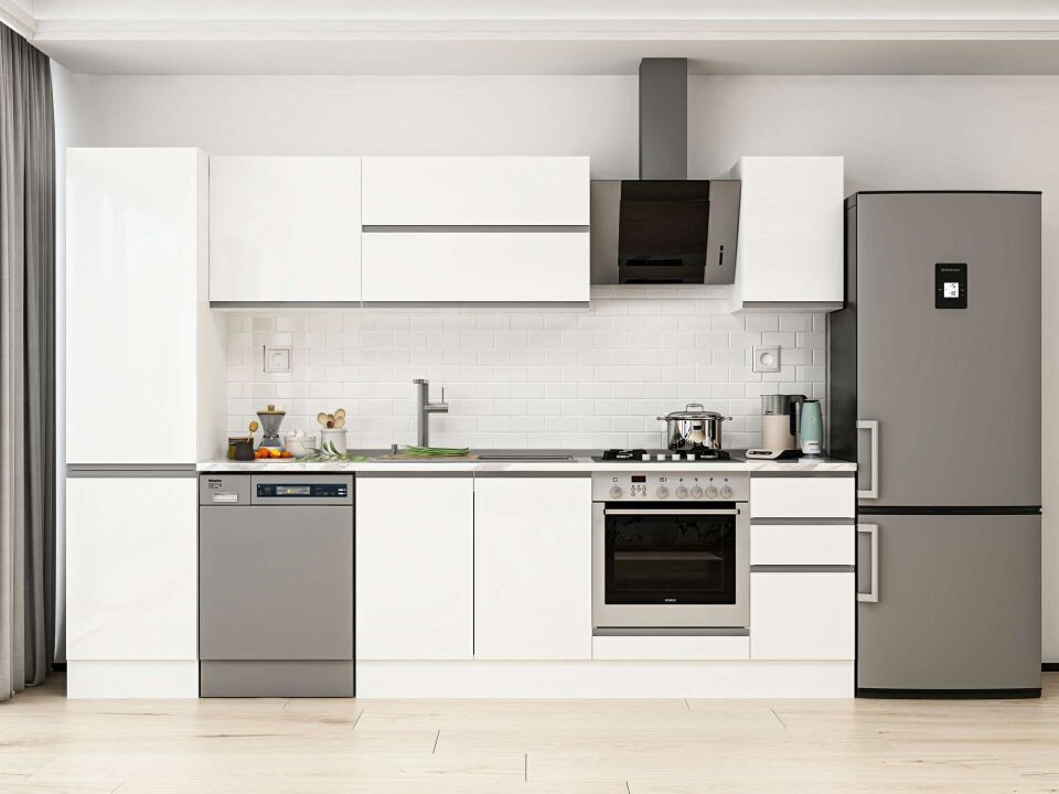 Alvinka 290X210 Cm High Gloss Mutfak Dolabı Mb-E80B50S40-2 High Gloss | Beyaz - Mdf