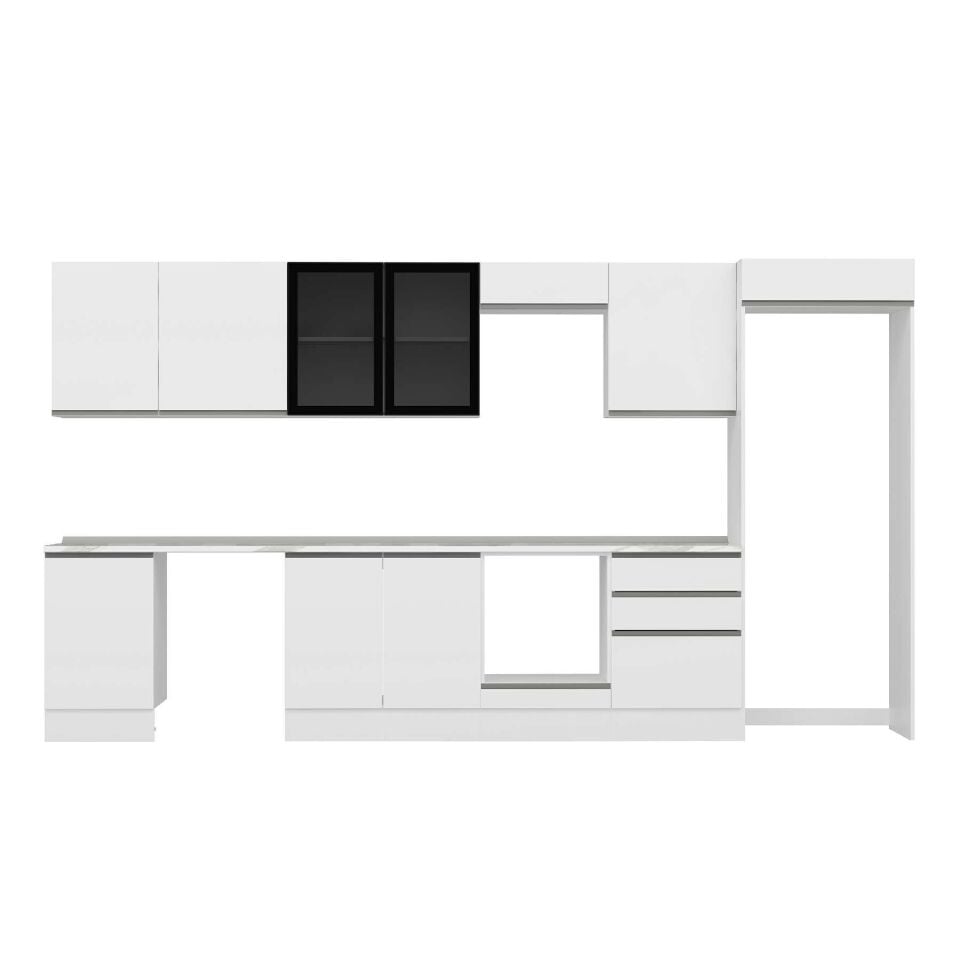 Alvinka 400X222 Cm High Gloss Mutfak Dolabı Mb-E90S50S60-3 High Gloss | Beyaz - Mdf