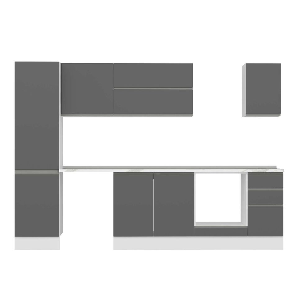 Alvinka 290X210 Cm High Gloss Mutfak Dolabı Mb-E80B50S40-2 High Gloss | Antrasit - Mdf